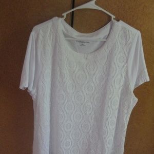 Croft and Barrow White short sleeve lace T, XL